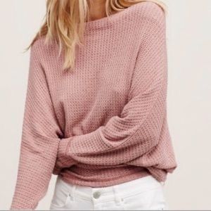Free People Mauve Cropped Off the Shoulder Sweater